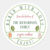 愛焼いたクリスマス水の色のクッキー ラウンドシール (正面)