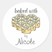 愛焼いたシナモンと転がのハートパーソナライズされた ラウンドシール (正面)