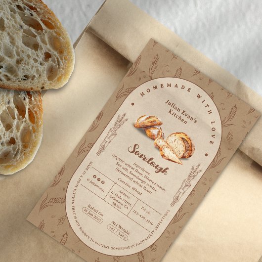 愛焼いたソース生地コテージ食品法ラベル付き 長方形シール