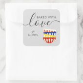 愛焼いたラベルとカラフルレトロ丼 スクエアシール (バッグ)