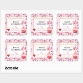 愛焼いた付き – かわいいカップケーキ&ドーナツ スクエアシール (シート)