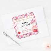 愛焼いた付き – かわいいカップケーキ&ドーナツ スクエアシール (封筒)