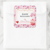 愛焼いた付き – かわいいカップケーキ&ドーナツ スクエアシール (バッグ)