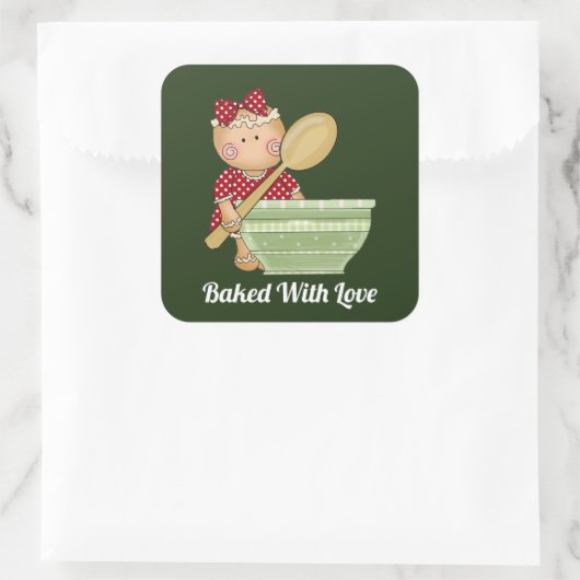 愛焼いた追加メッセージベーキングジンジャーステッカー スクエアシール (バッグ)