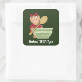 愛焼いた追加メッセージベーキングジンジャーステッカー スクエアシール