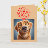 愛犬おっちょこちょいのハート カード (黄色い花)