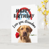 愛犬からカスタムおばあちゃんの誕生日カード カード (黄色い花)