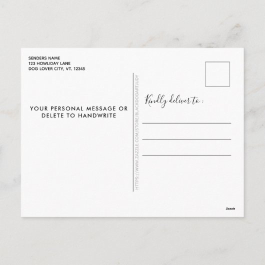 愛犬かわいメリーいペットパーソナライズされたの写真 シーズンポストカード (裏面)