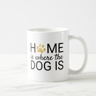 愛犬がいる場所こそ我が家 ゴールド箔押し肉球プリント コーヒーマグカップ