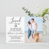 愛犬が最初に好きだった 現代のペット写真 犬のエンゲージメントカード 招待状 (スタンド正面)