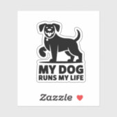 愛犬が私の人生を走り回る" 犬のイラストアート シール (シート)