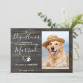 愛犬が結婚を発表する素朴な写真ペットウェディングエンゲージメント 案内状 (スタンド正面)