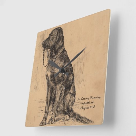 愛犬が自分の首輪を持って スクエア壁時計 (傾斜)