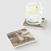 愛犬で門を守る兵士 ストーンコースター (横)