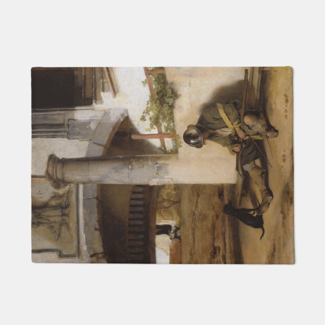 愛犬で門を守る見張り番 ドアマット (正面)