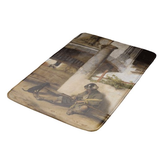 愛犬で門を守る見張り番 バスマット (アングル)