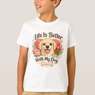 愛犬といるときが一番幸せ ゴールデンレトリバーTシャツ Tシャツ