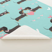 愛犬とハートのシームレスなパターン シェルパブランケット (3/4)