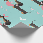 愛犬とハートのシームレスなパターン ラッピングペーパー (角)