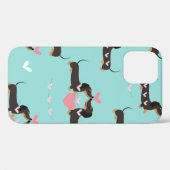 愛犬とハートのシームレスなパターン Case-Mate iPhoneケース (裏面 (横))