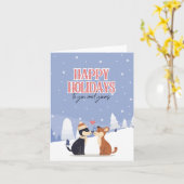 愛犬とラブラブのクリスマスグリーティングカード カード (黄色い花)