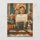 愛犬と一緒に暮らすかわいい感謝祭 ポストカード (正面)