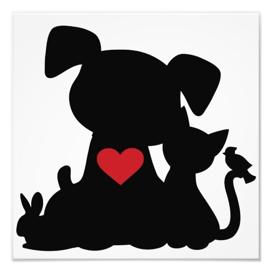愛犬と子猫のシルエット フォトプリント            (正面)