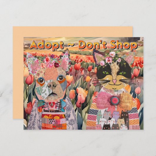 愛犬と猫がグリーティングカードを買わない 招待状 (正面/裏面)