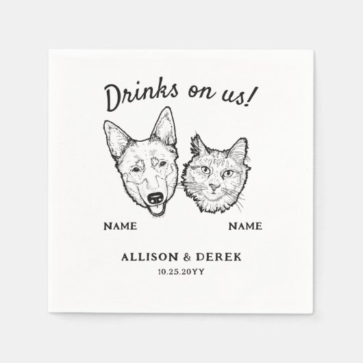 愛犬と猫のカクテルが可愛結婚い|過去記事 スタンダードカクテルナプキン (正面)