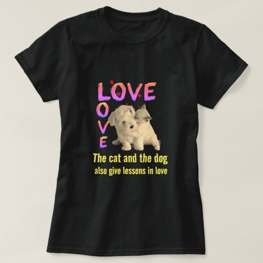 愛犬と猫のレッスン Tシャツ (デザイン正面)