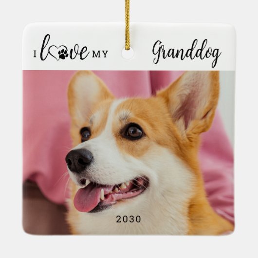 愛犬にかわいいパーソナライズされた愛犬の写真 セラミックオーナメント (裏面)