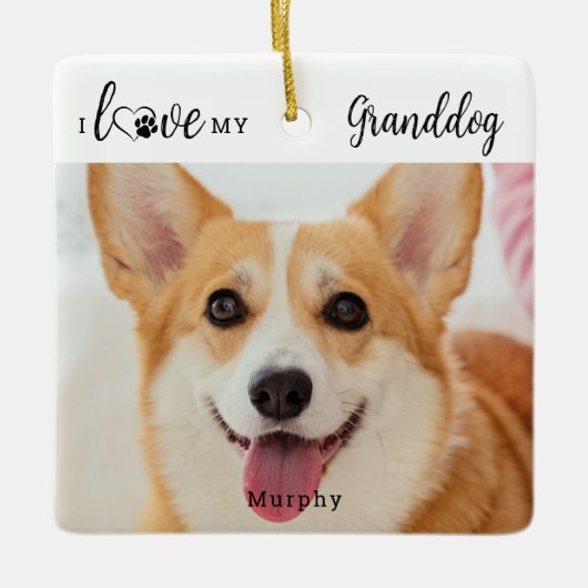 愛犬にかわいいパーソナライズされた愛犬の写真 セラミックオーナメント (正面)