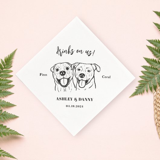 愛犬にかわいい結婚ドリンク スタンダードカクテルナプキン