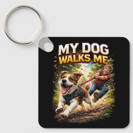 愛犬に散歩させられる キーホルダー