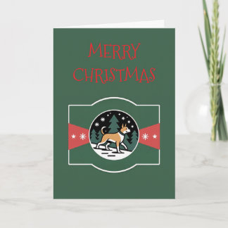 愛犬のいるウィンタ―ワンダーランド クリスマスカード カード