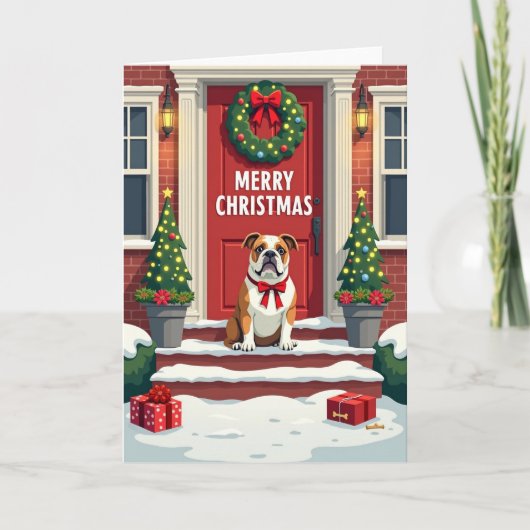 愛犬のいる家のクリスマスカード カード (正面)