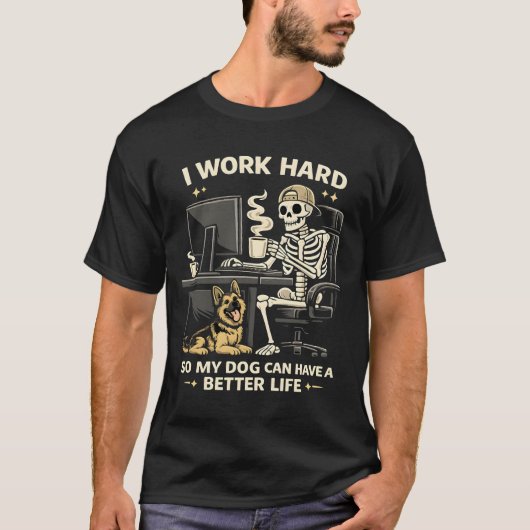 愛犬のためなら働くぞ!おもしろTシャツ Tシャツ (正面)