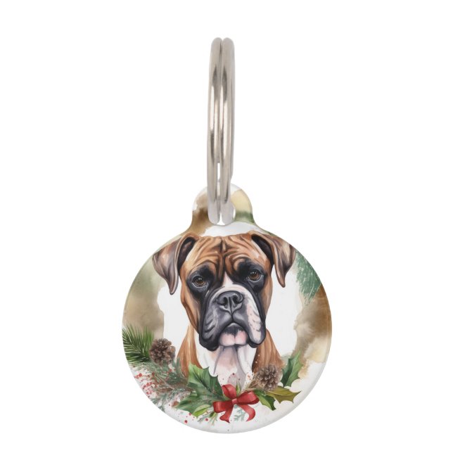 愛犬のためのクリスマスリースの祭りの飾り ペット　ネームタグ (正面)