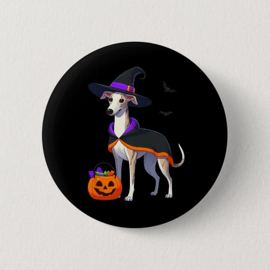 愛犬のためのホペットのハロウィーンの魔女の衣装 缶バッジ (正面)