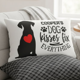 愛犬のキスがすべてを解決 ハート ランバークッション