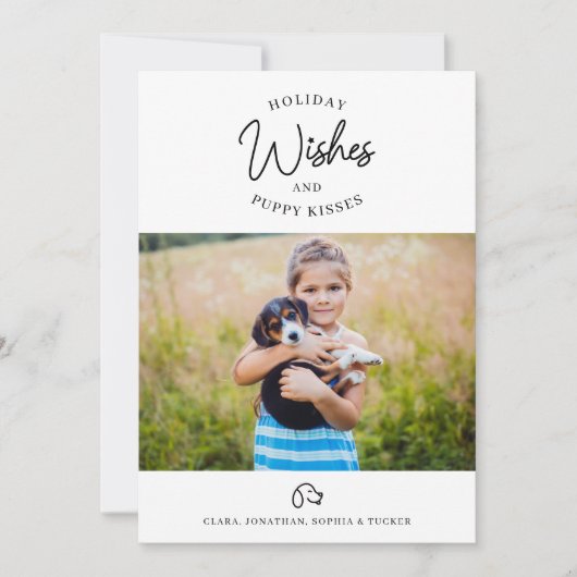 愛犬のキスとホリデーウィッシュの写真 ペットオーナー シーズンカード (正面)