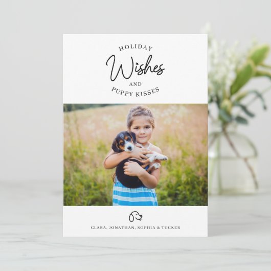 愛犬のキスとホリデーウィッシュの写真 ペットオーナー シーズンカード (スタンド正面)