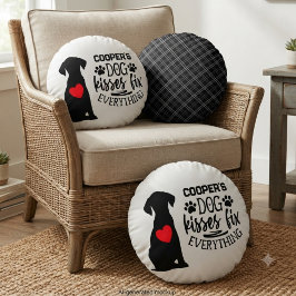 愛犬のキスは万能ペットラバー ラウンドクッション