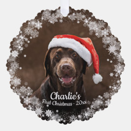 愛犬のクリスマス記念オーナメントカード スノーフレーク オーナメントカード
