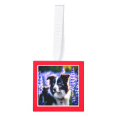 愛犬のクリスマス オブジェ 赤 キューブオーナメント (正面)