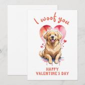 愛犬のゴールデンレトリバーのバレンタインデー シーズンカード (正面/裏面)