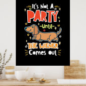 愛犬のダックスフンドとパーティ ポスター (キッチン)