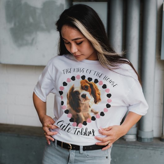 愛犬のハート型のペットの文字写真 Tシャツ