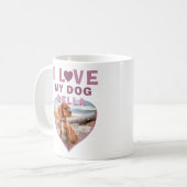 愛犬のピンクハートフォトわんこネーム コーヒーマグカップ (正面左)
