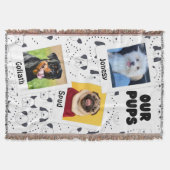 愛犬のフォトカスタムブランケット Our Pups 3枚の写真入り スローブランケット (正面)